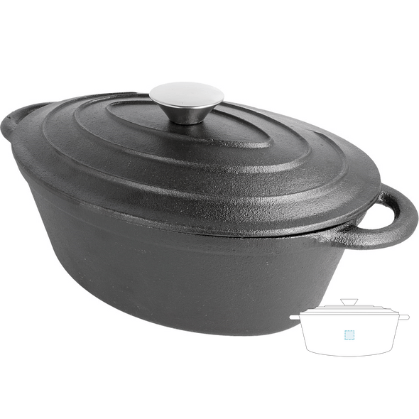 Casserole ovale avec couvercle en fer noir